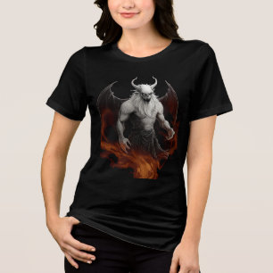 Hellfire Demon with Wings and Horns Tri-Blend Shirt