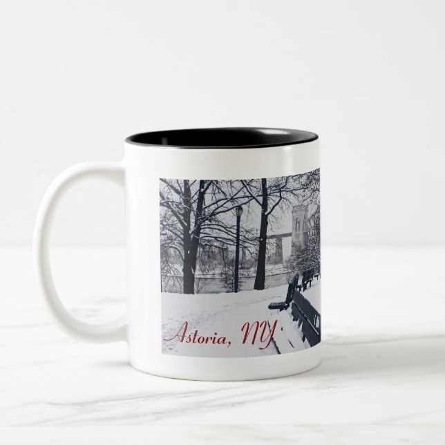 Hellgate Bridge, Astoria, NY Two-Tone Coffee Tasse (Links)