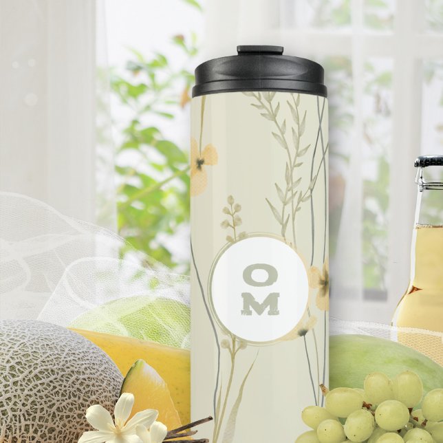 Hellgelb grün thermosbecher (Sage Green Floral Traveler Thermal Tumbler ©Susanne Sachers - Sunny Mind 🌞)