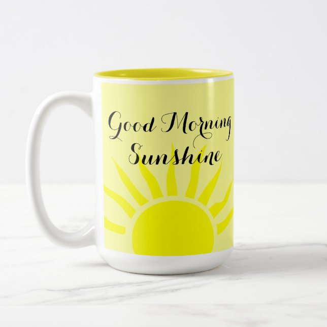 Hellgelb "Guten Morgen Sonnenschein" | Gelbe Sonne Zweifarbige Tasse (Links)