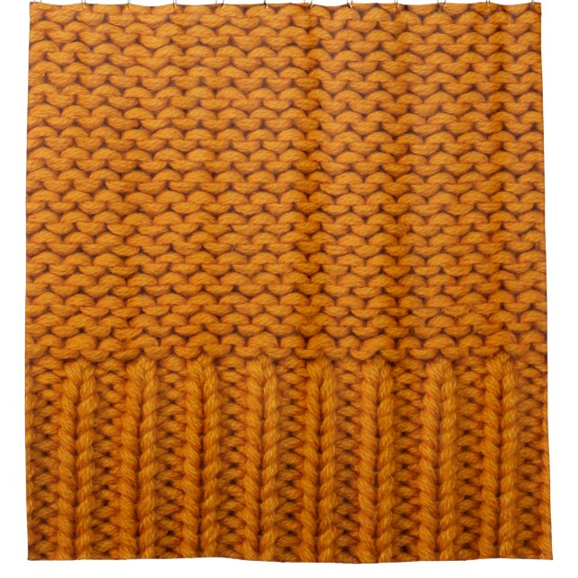 Hellgelb: handgefertigte Stricktextur. Duschvorhang (Vorderseite)