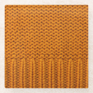 Hellgelb: handgefertigte Stricktextur. Glasuntersetzer