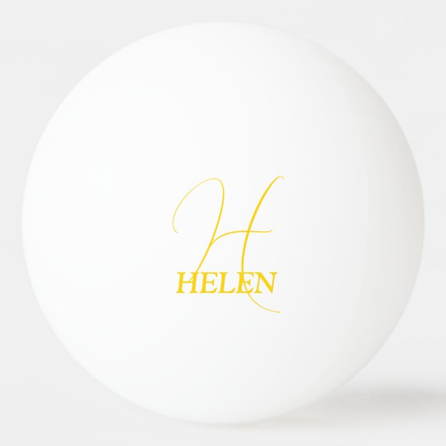 Hellgelb Mit Monogramm Tischtennisball (Vorderseite)