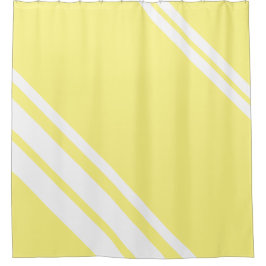 Hellgelb: Moderne Linien in Weiß Duschvorhang