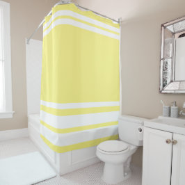 Hellgelb: Moderne Linien in Weiß Duschvorhang
