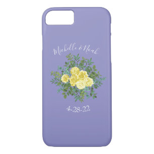 Hellgelb & Periwinkle Blaue Rose Blumenzehen Case-Mate iPhone Hülle