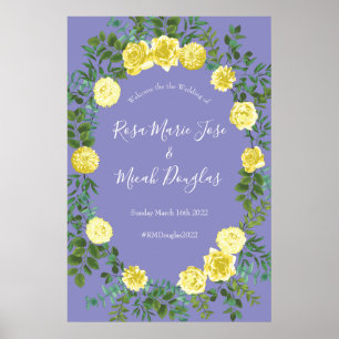 Hellgelb & Periwinkle Blaue Rose Blumenzehen Poster