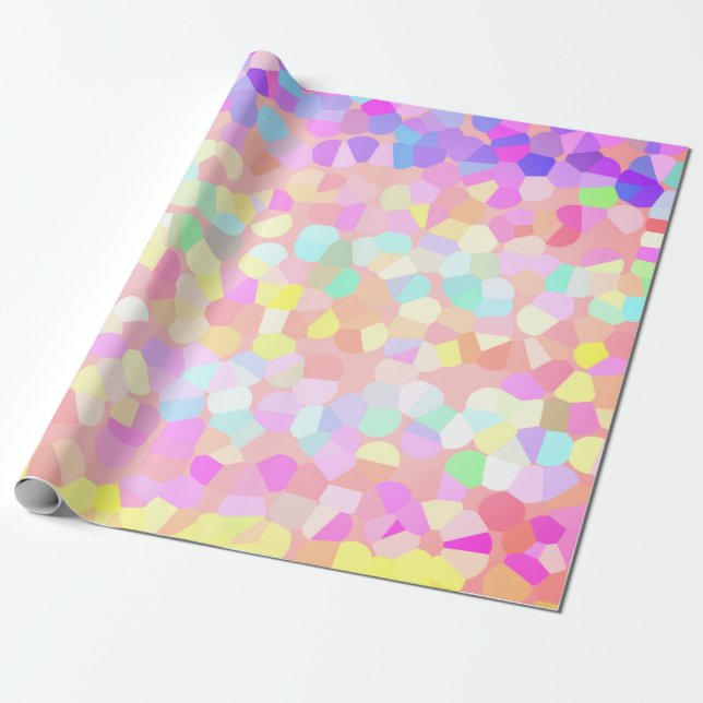Hellgelb rosa grünes blaues Mosaikmuster Geschenkpapier (Ungerollt)