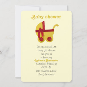Hellgelb, rote Babytrappe für die Babydusche Einladung