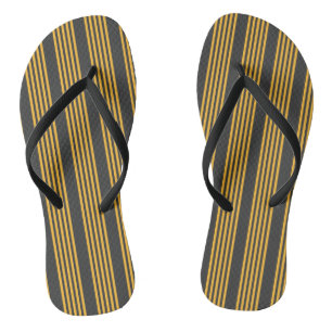 Hellgelb und Holzkohle fünf Streifen Muster Flip Flops