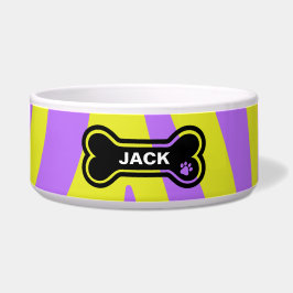 Hellgelb und Lila Personalisierter Hund Napf