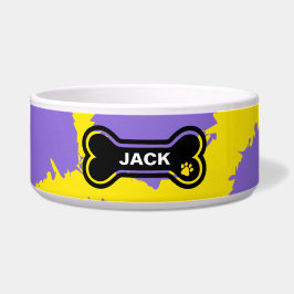 Hellgelb und Lila Personalisierter Hund Napf