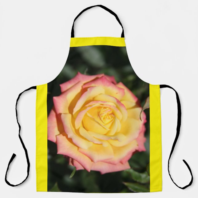 Hellgelb und rosa Blume Schürze (Vorderseite)