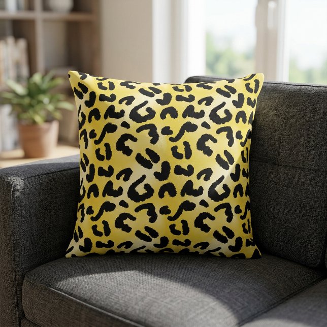 Hellgelb und schwarz-gelb-gelb-gelb-gelb-gelb-gelb kissen (Animal Print Pillow)