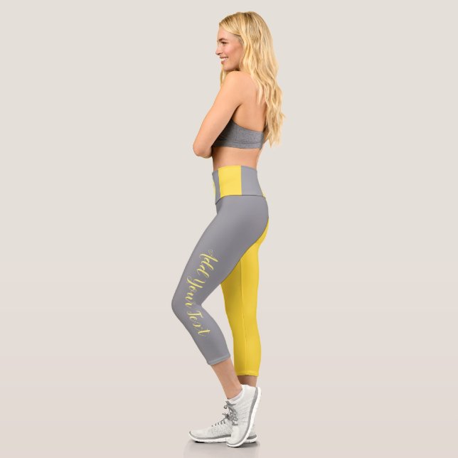 Hellgelb und weich grau individuell angepasst capri leggings (Links)