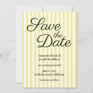 Hellgelb und Weiß gestreift Save The Date
