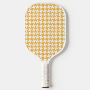 Hellgelb-weißer klassischer Houndstooth-Karo Pickleball Schläger