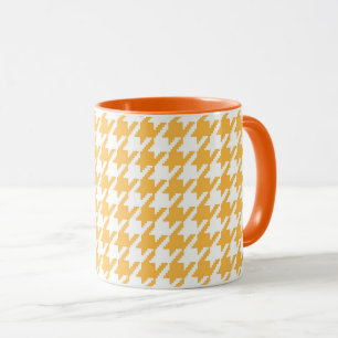 Hellgelb-weißer klassischer Houndstooth-Karo Tasse