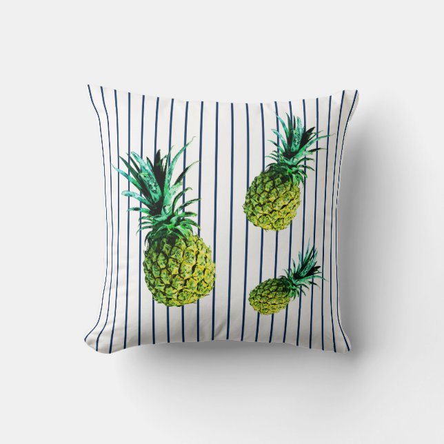 Hellgelbe Ananas Minimalistisches Kissen (Vorderseite)