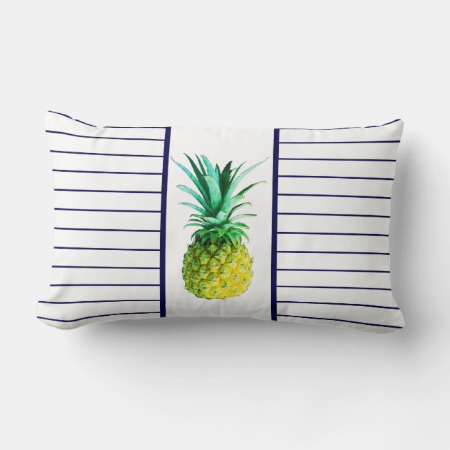 Hellgelbe Ananas Streifen Kissen (Vorderseite)