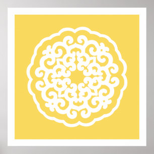 Hellgelbe asiatische Moods Mandalla Poster