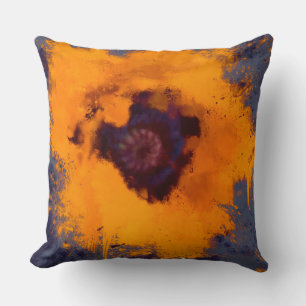 Hellgelbe Blume Blauer grauer Hintergrund Kissen