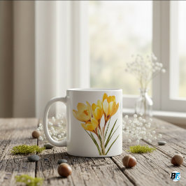 Hellgelbe Crocus Blume elegant minimalistisch Kaffeetasse