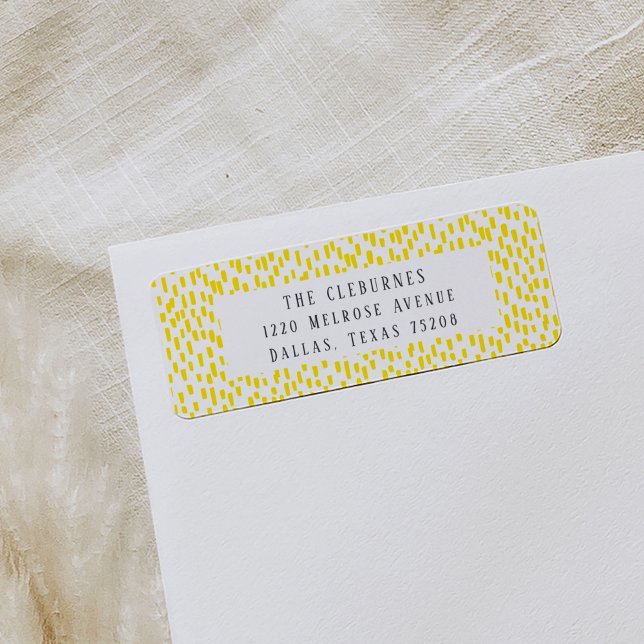 Hellgelbe Dashing-Rücksendeadresse (Yellow and white dashing playful return address labels.)