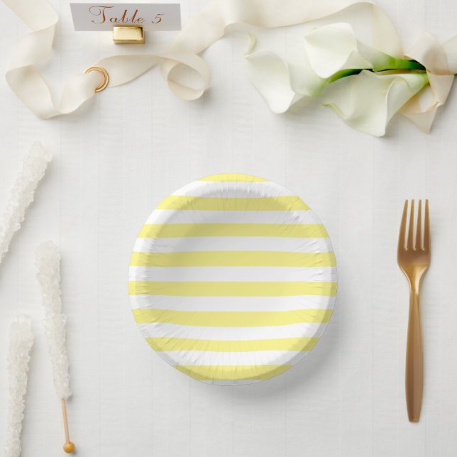 Hellgelbe Farbstreifen Urlaub Sommerpastel Pappteller (Hochzeit)