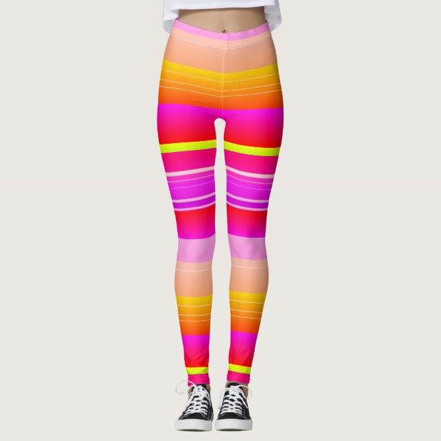 Hellgelbe, gestreifte Leggings (Vorderseite)