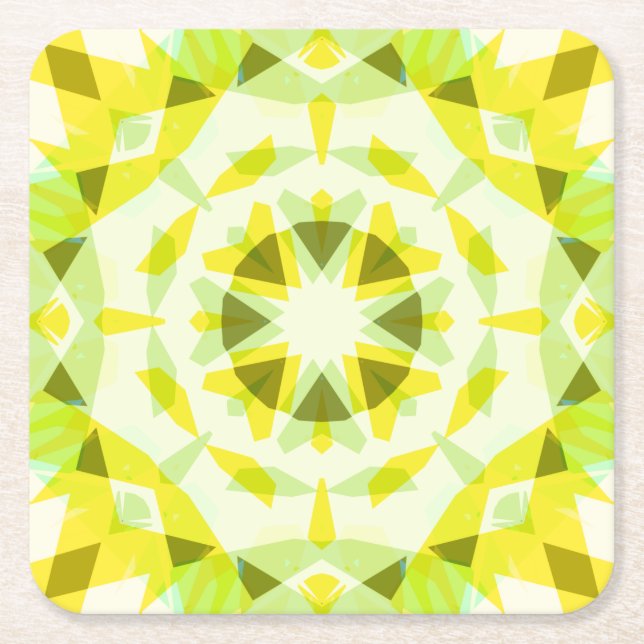 Hellgelbe grüne Star-Genitaldusche Rechteckiger Pappuntersetzer (Vorderseite)
