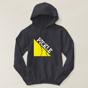 Hellgelbe Kante Weißes Pickleball Motto Auf Grau Hoodie