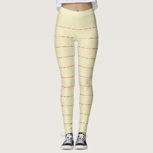 Hellgelbe Leggings mit roten horizontalen Streifen