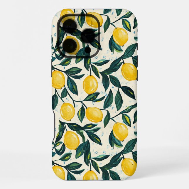 Hellgelbe Lemon Gemustert iPhone Hülle (Rückseite)
