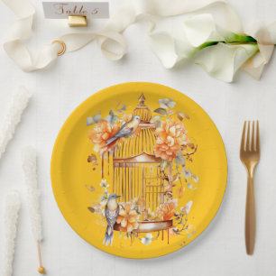 Hellgelbe Pfirsichbronze Birdcage Dusche Pappteller