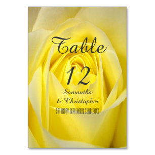 Hellgelbe Rosa Blume Blumenhochzeit Tischnummer