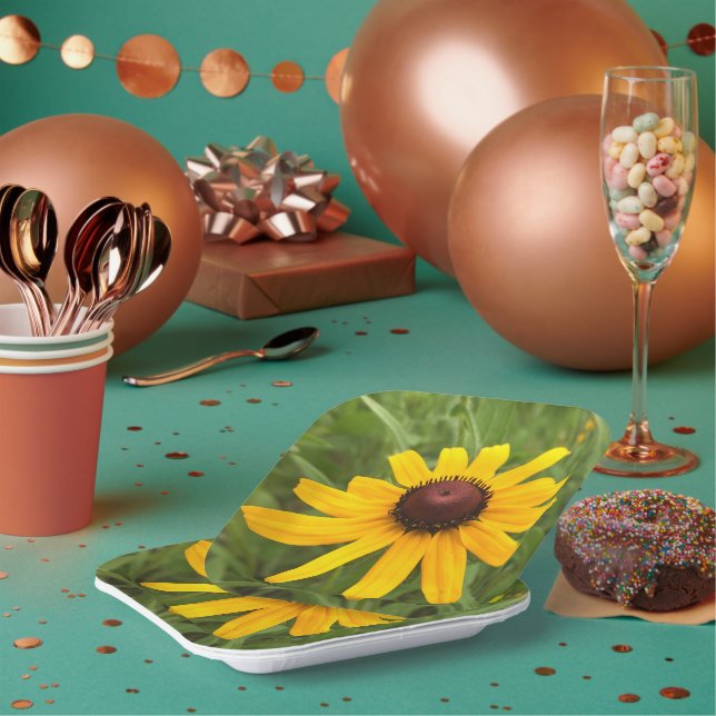 Hellgelbe Rudbeckia Fotografie Picnic Pappteller (Multi)