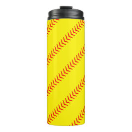 Hellgelbe Schnürsenkel-Softball-Stiche (Nähte) Thermosbecher