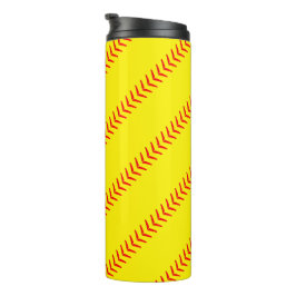 Hellgelbe Schnürsenkel-Softball-Stiche (Nähte) Thermosbecher