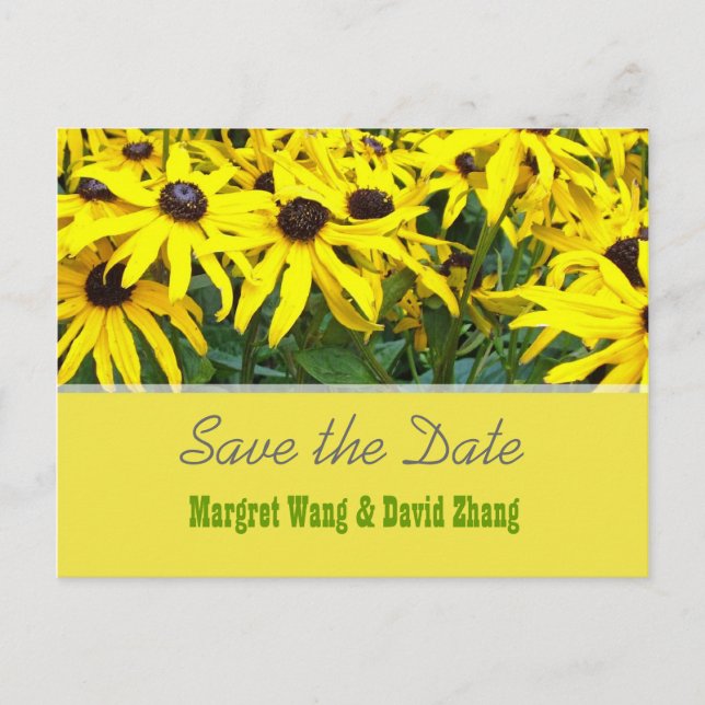 Hellgelbe Sommerdaisons Save the Date Blume Ankündigungspostkarte (Vorderseite)