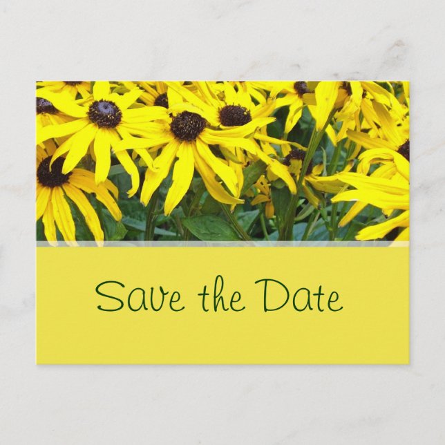 hellgelbe sommerliche Blume Save the Date Ankündigungspostkarte (Vorderseite)