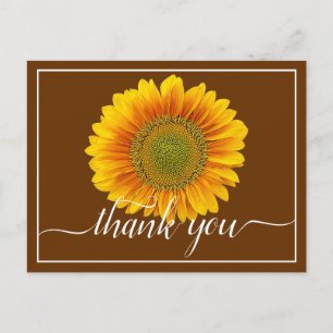 Hellgelbe Sonnenblume Brauner Hintergrund Danke Postkarte