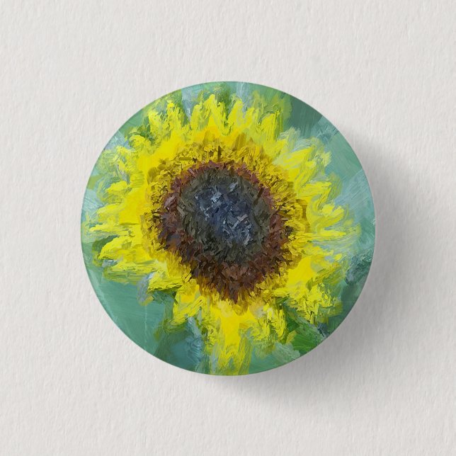 Hellgelbe Sonnenblume Button (Vorderseite)