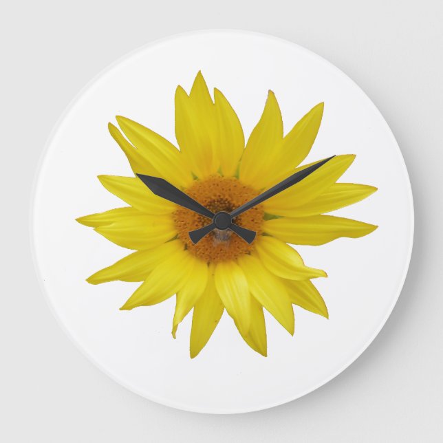 Hellgelbe Sonnenblume Große Wanduhr (Vorderseite)