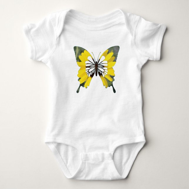 Hellgelbe Sonnenblumenschmetterling-Blume Baby Strampler (Vorderseite)