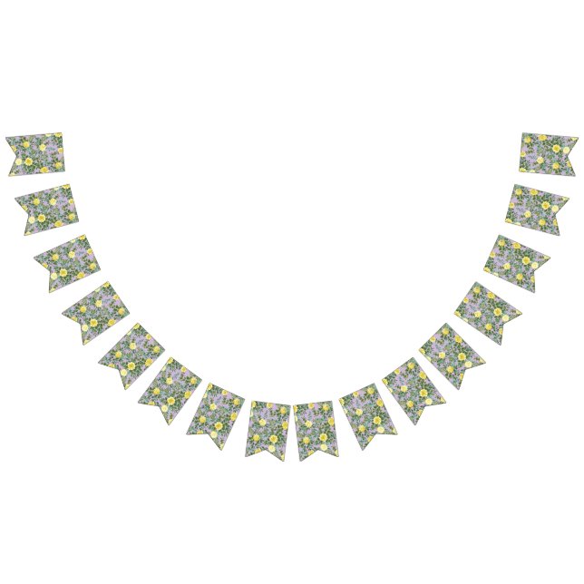 Hellgelbe und Lilac Lila Rose Blumenzehen Wimpelkette (Alle)