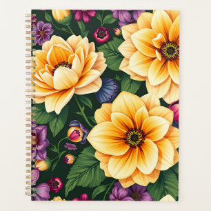 Hellgelbe und violette Blumen farbenfrohe Blumen Planer