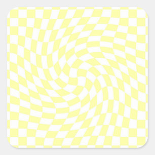 Hellgelbe und weiße Karos Prüfmuster Quadratischer Aufkleber