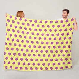 Hellgelbe violette Blumen Fleecedecke
