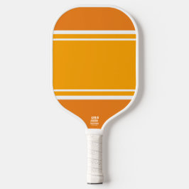 Hellgelbe, weiße Streifen auf orangen Streifen Pickleball Schläger